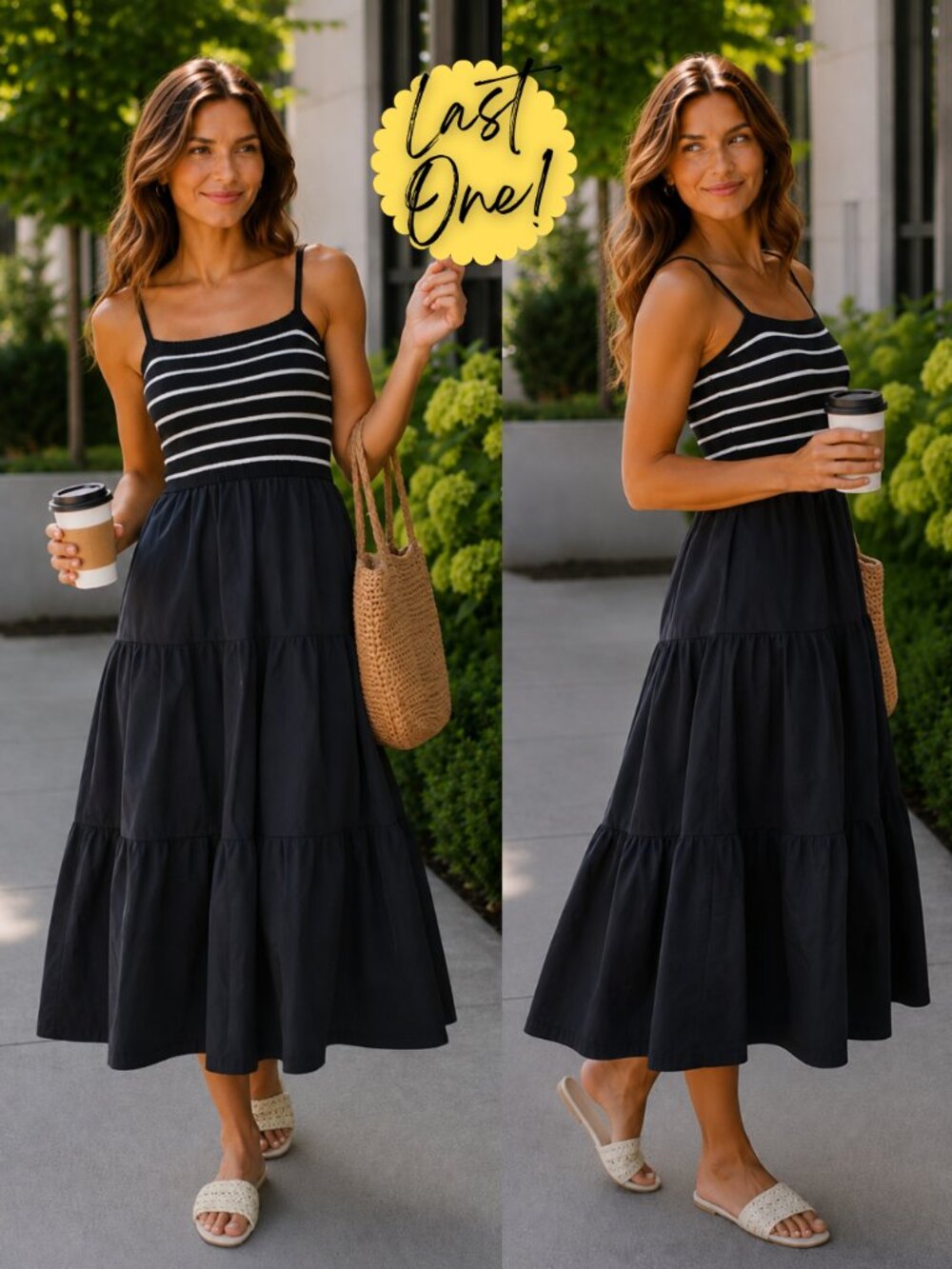 Shyla Striped Knit Top Tiered Maxi Dress